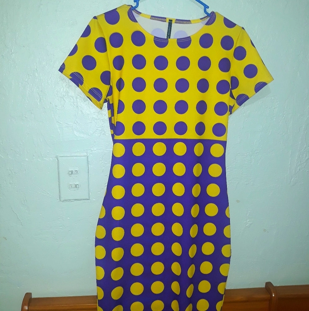 Purple and Yellow Polkadot Dress